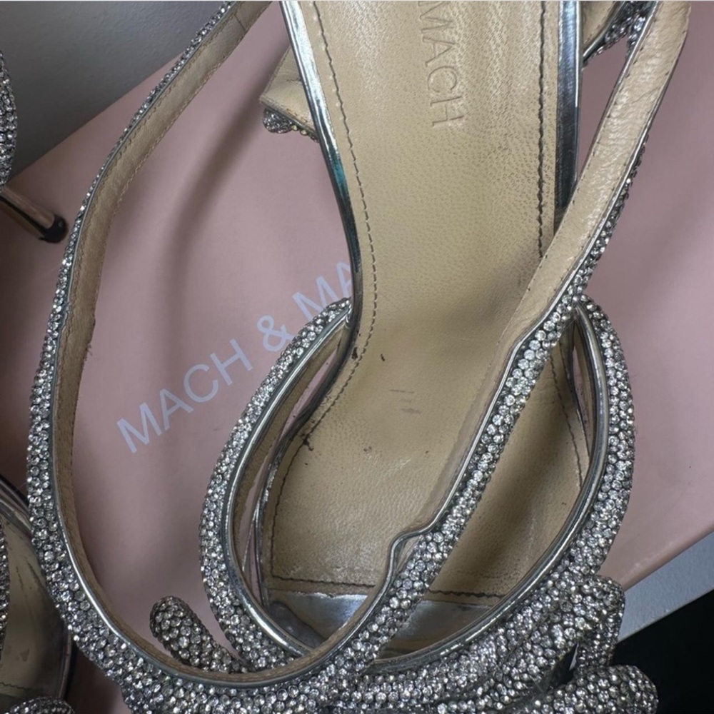 MACH & MACH Strass Double Bow Clear Ankle-Strap Pumps - Picture 3 of 7